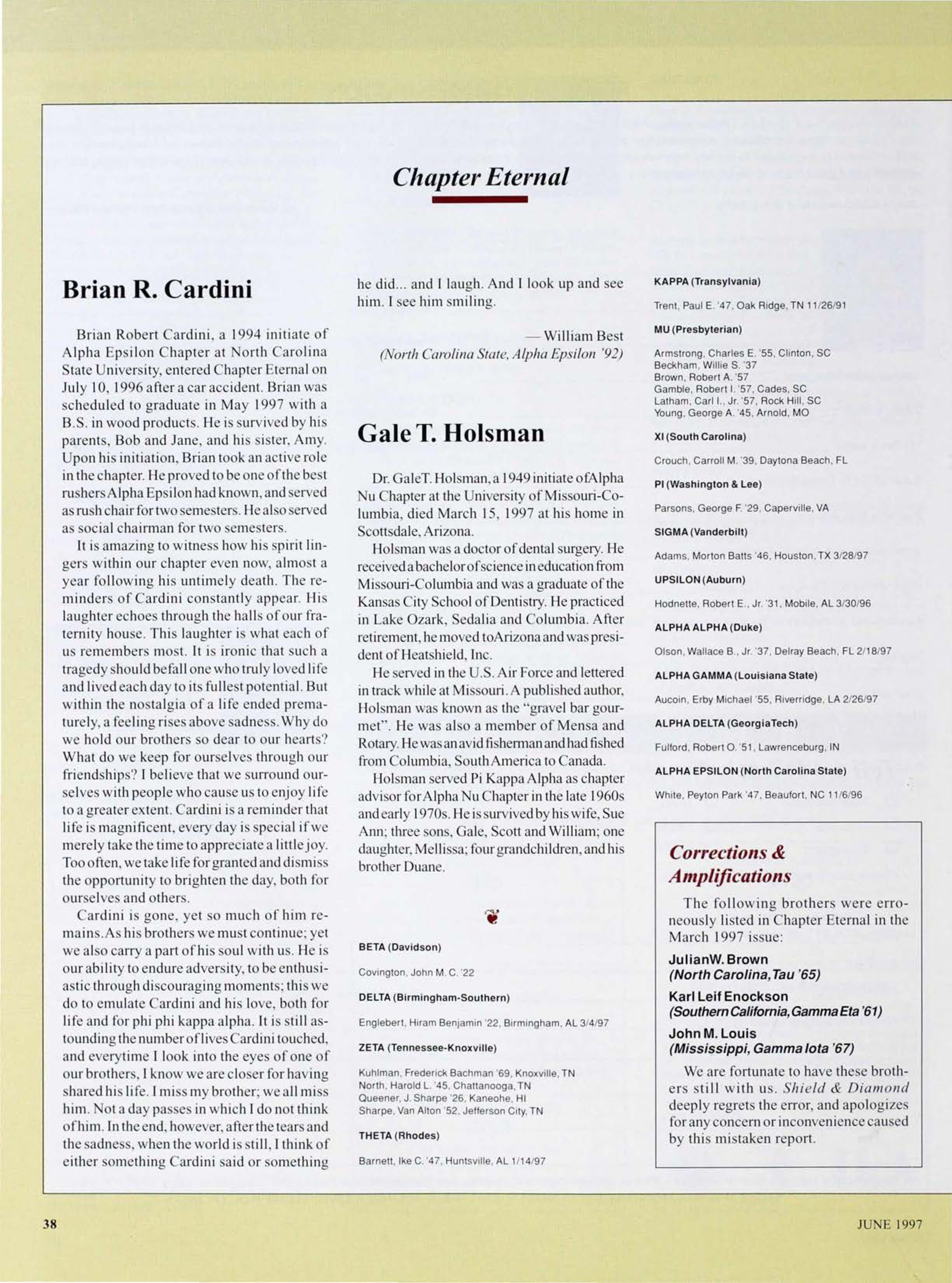 Chapter Eternal, June 1997